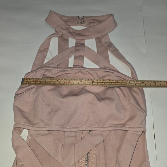 Naked Wardrobe Women Small Caged Halter Bodysuit Cutout Pink Clubwear Festival - Picture 9 of 12